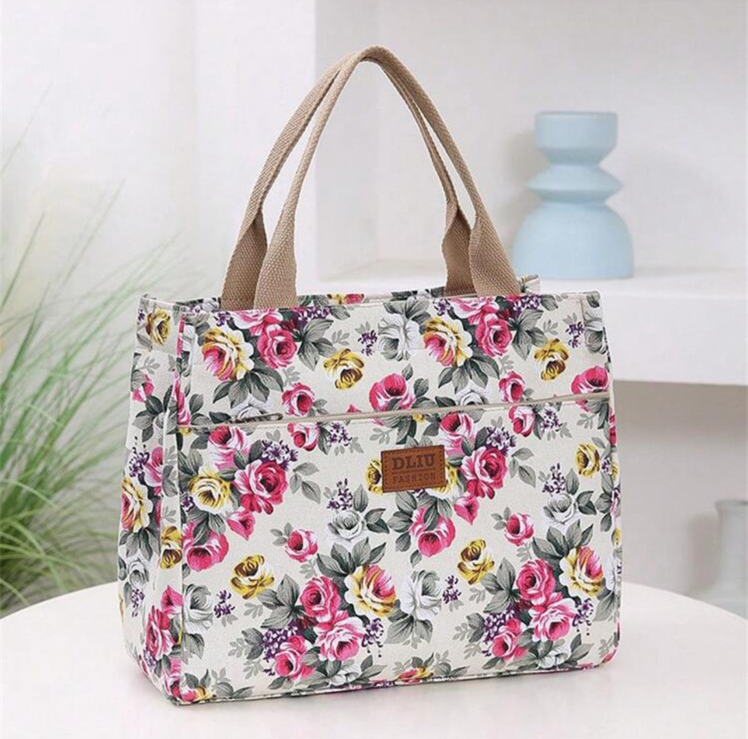 Floral Pattern Canvas Bag, Ideal for Daily Use, Work or Travel colors are -light floral or dark floral